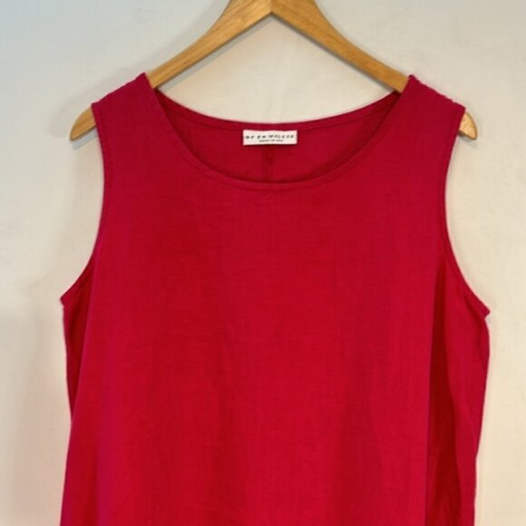 Bryn Walker 100% linen oversized sleeveless dress elasticized hem hot pink XS - Picture 2 of 11